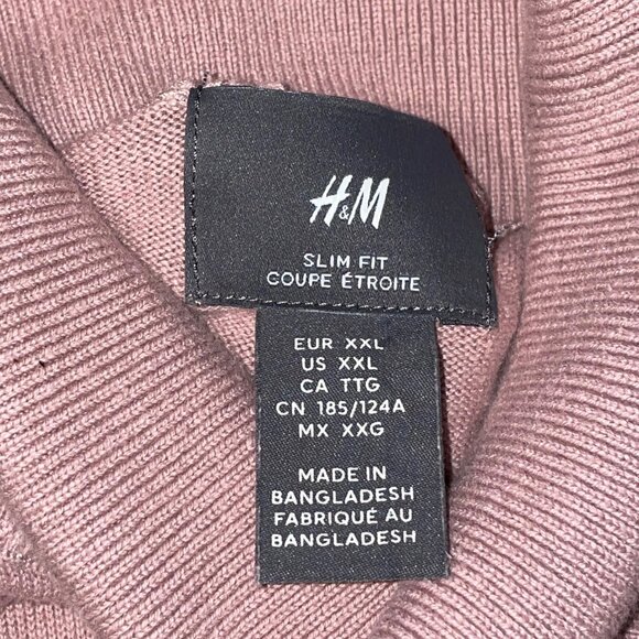 Men’s H&M Salmon -Pink Turtleneck Sweater Slim Fit Size XXL - Picture 2 of 4